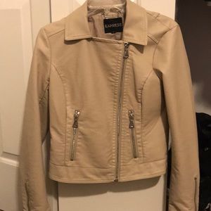 Express leather jacket cream color